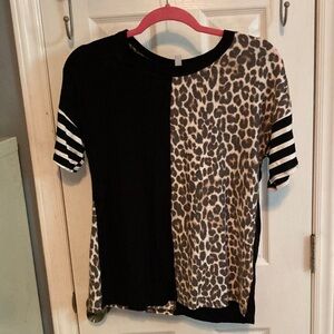 Wanaday Leopard Print and Black Shirt Size L